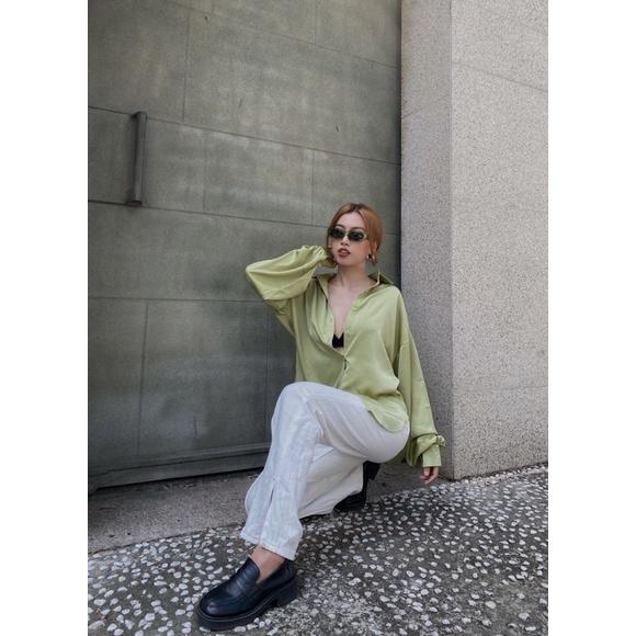 Sơ mi lụa Thái highfashion mềm mịn độ bóng nhẹ chanh xả