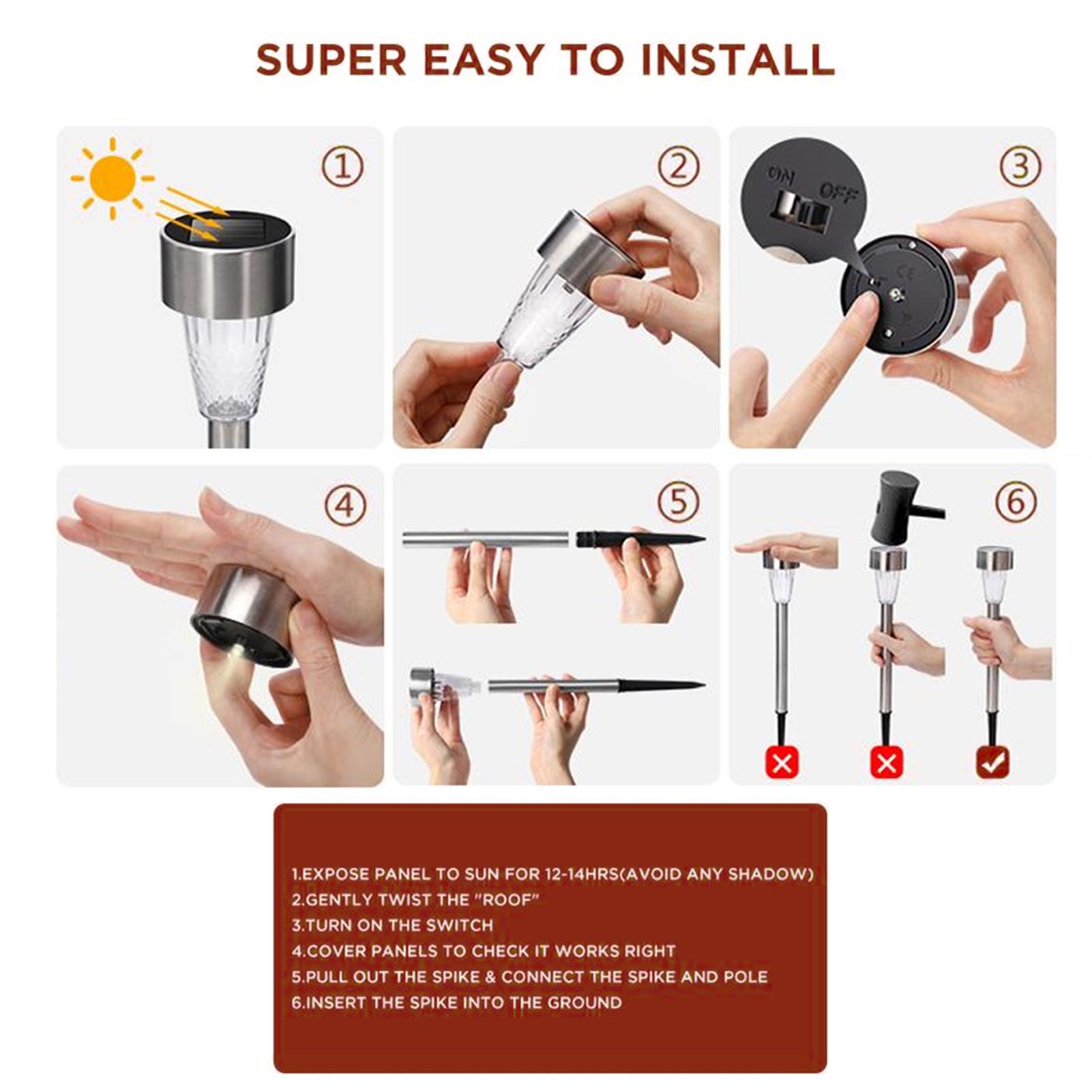 Đèn năng lượng mặt trời trang trí sân vườn, chống thấm nước, bằng thép không gỉ