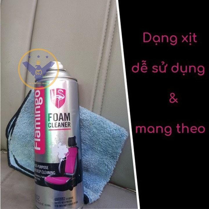 Xịt bọt tẩy vệ sinh nội thất xe ô tô đa năng Flamingo 650ml