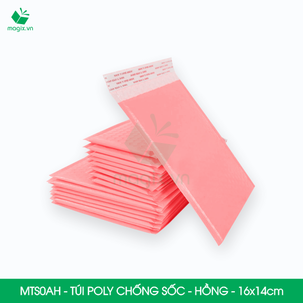 MTS0AH - 16x14cm - COMBO 25 TÚI GÓI HÀNG CHỐNG SỐC BỌC BÓNG KHÍ MÀU HỒNG PASTEL