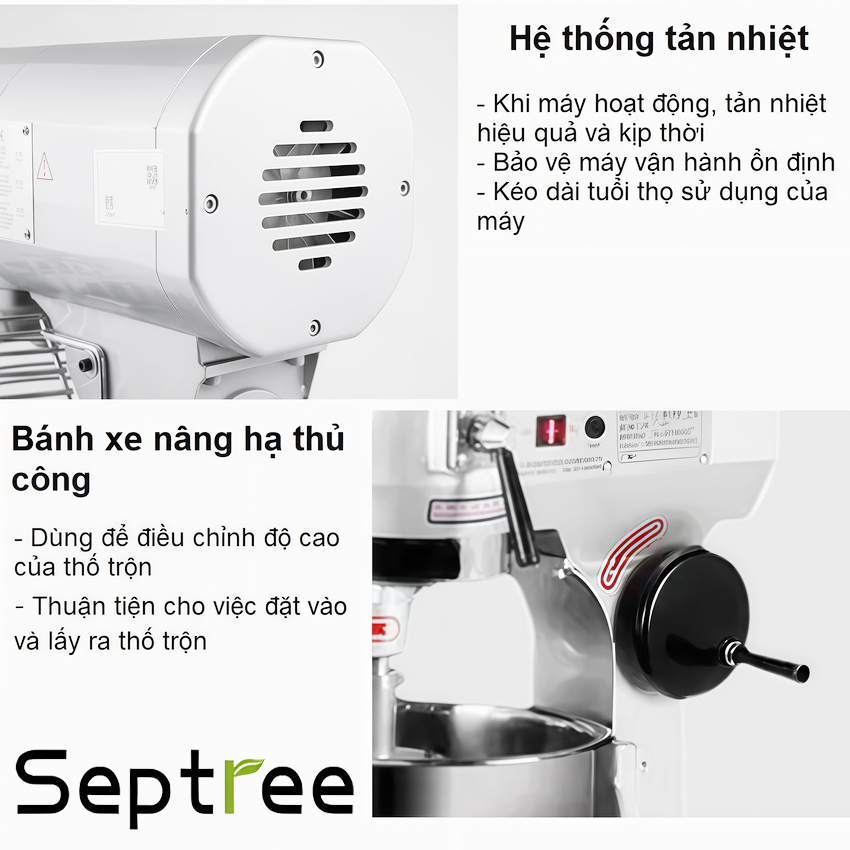 Máy trộn bột, đánh kem 10 lít chuyên nghiệp 3 trong 1 - Dòng công nghiệp. Thương hiệu Mỹ cao cấp Septree - B10B. HÀNG CHÍNH HÃNG