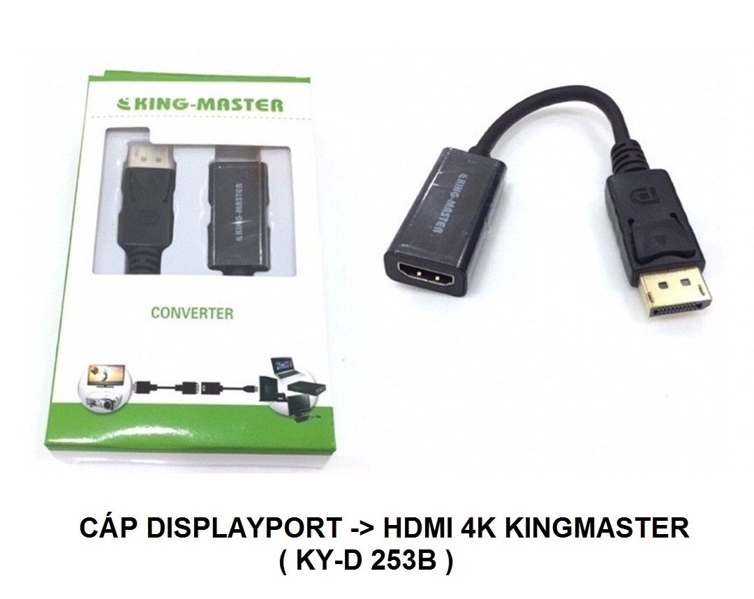 Cáp chuyển 1 chiều từ Displayport sang HDMI Kingmaster KY-D253B - Hàng Nhập Khẩu