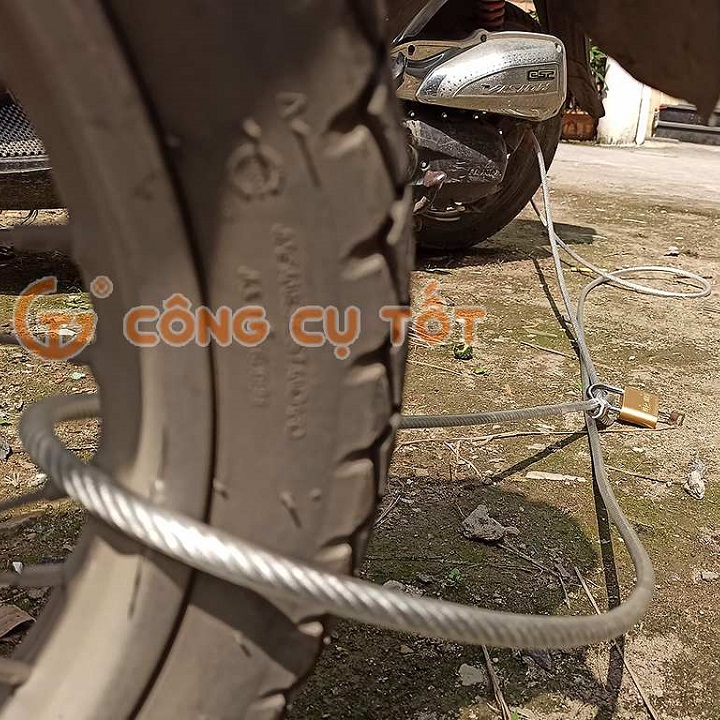 Dây Cáp Khóa Xe Máy Lõi Φ8 Ly Chống Cắt Bọc Nhựa Cực chắc chắn