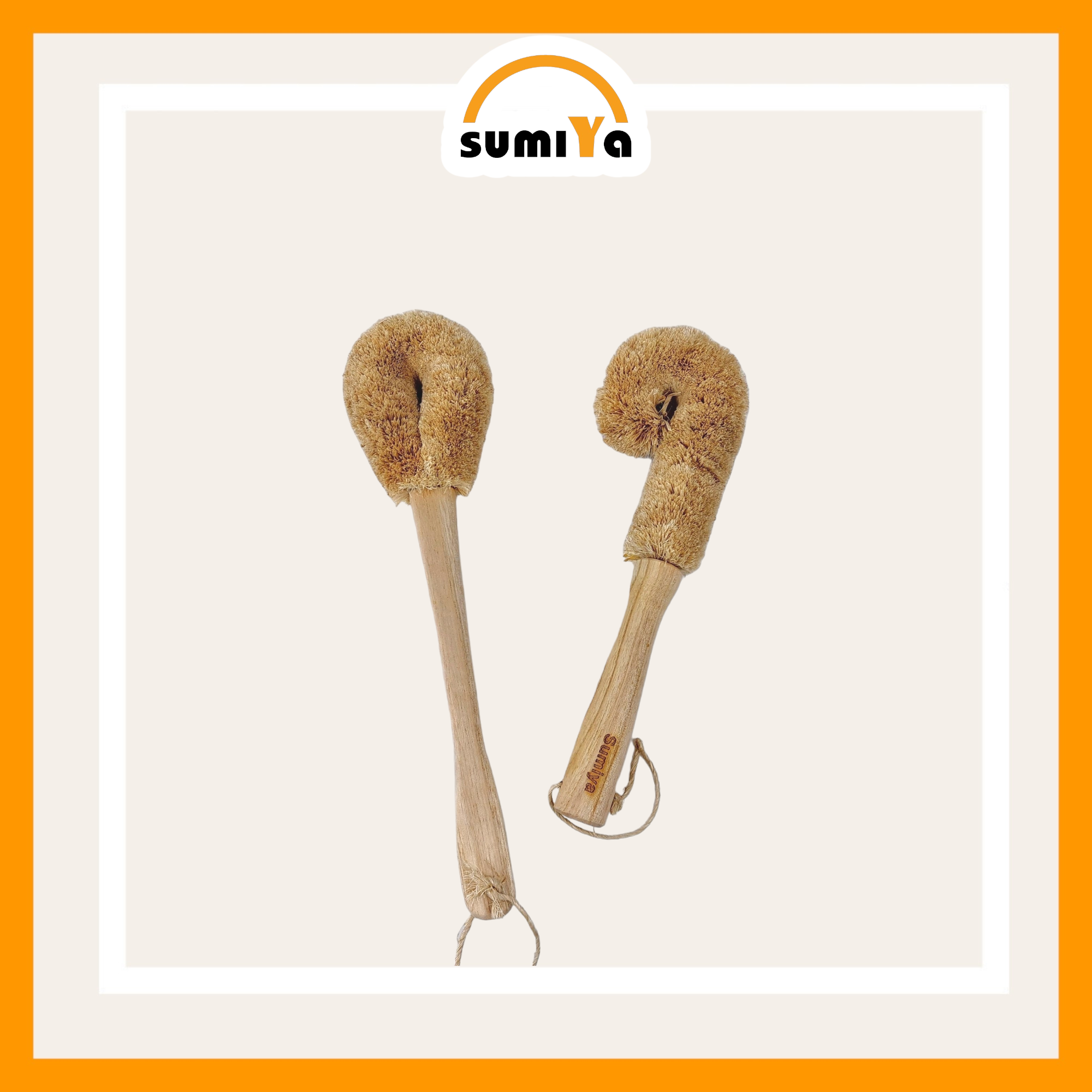 Cọ sợi chuối cán gỗ, cọ chà rửa ly sợi chuối, cọ đa năng sợi chuối tự nhiên thân thiện môi trường