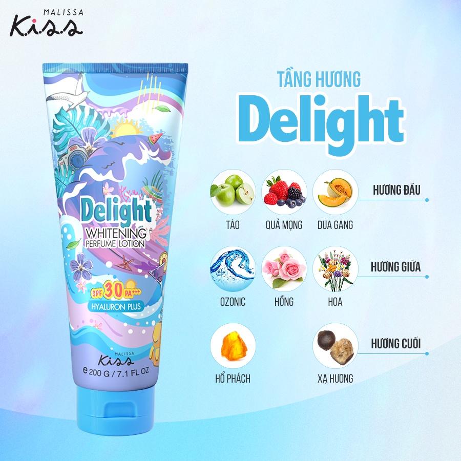 Kem Dưỡng Ẩm Chống Nắng Hương Nước Hoa Malissa Kiss Whitening Perfume Lotion SPF30 Pa+++ Delight 200g