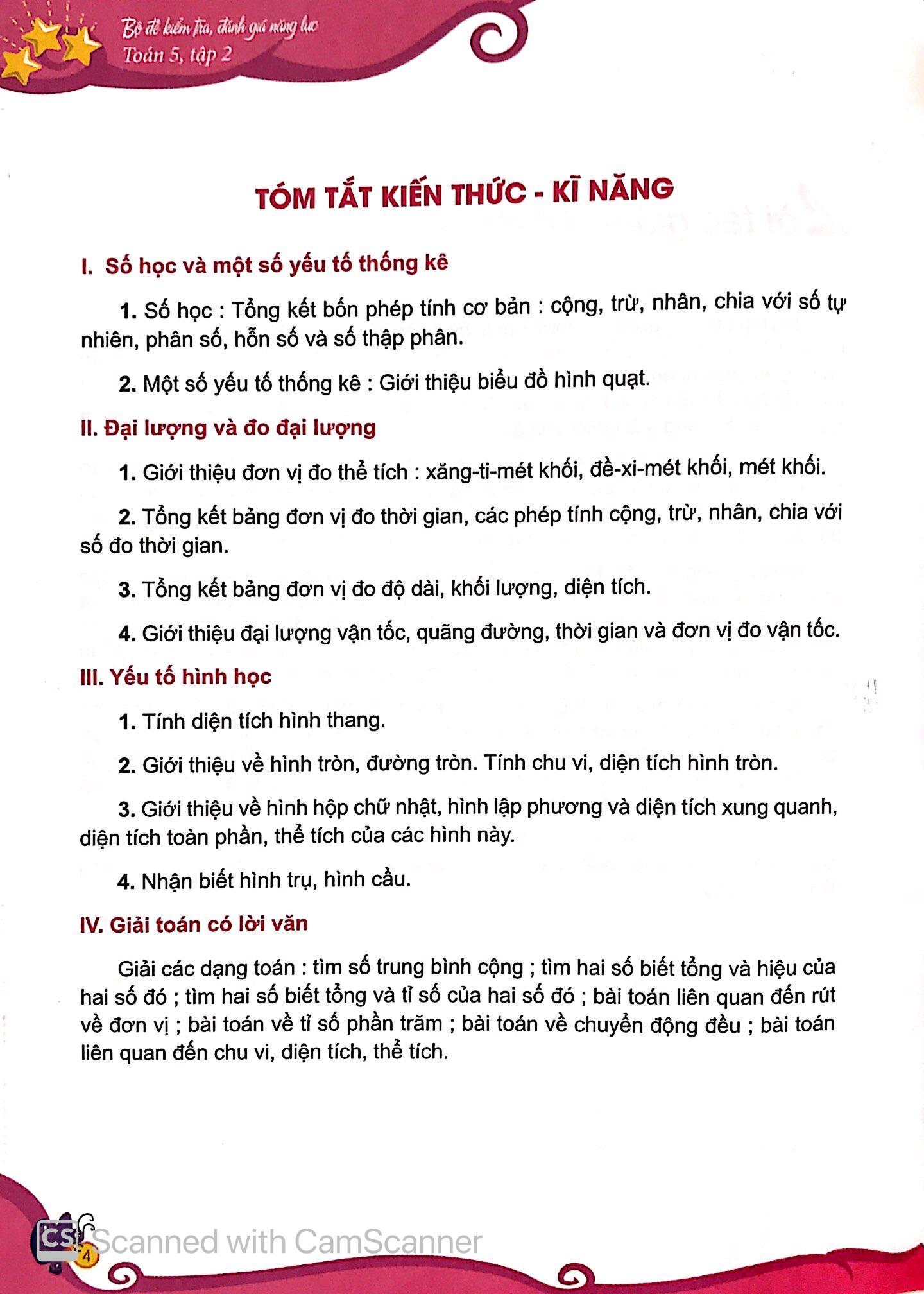 Bộ Đề Kiểm Tra, Đánh Giá Năng Lực Toán 5 - Tập 2