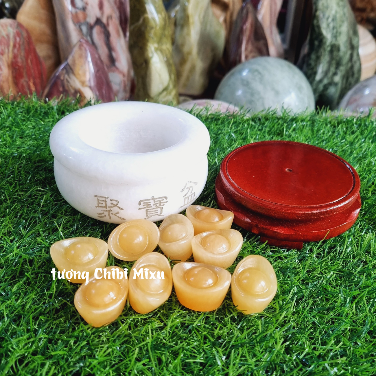 Bát Tụ Bảo bạch ngọc size 10cm