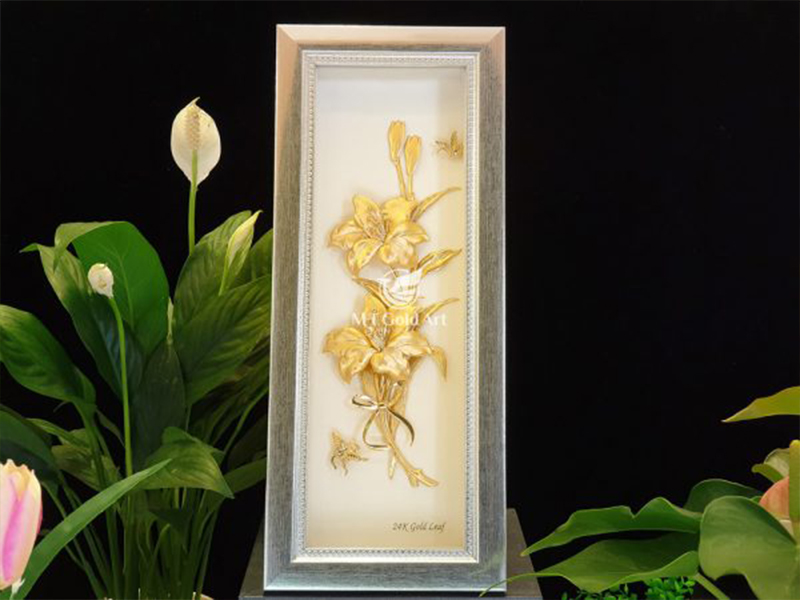 Tranh Hoa ly dát vàng (18x40cm) MT Gold Art- Hàng chính hãng, trang trí nhà cửa, phòng làm việc, quà tặng sếp, đối tác, khách hàng, tân gia, khai trương