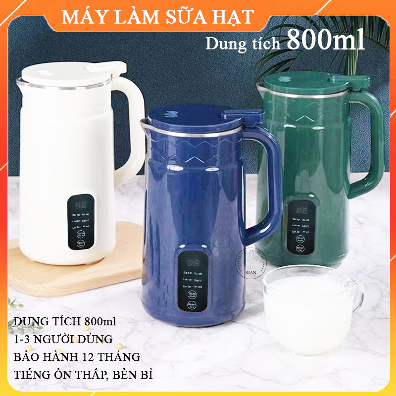 Máy làm sữa hạt mini 800ml đủ cho 1-3 người, máy nấu sữa hạt đậu nành, nấu cháo cho bé, máy xay sinh tố đa năng - Hàng nhập khẩu