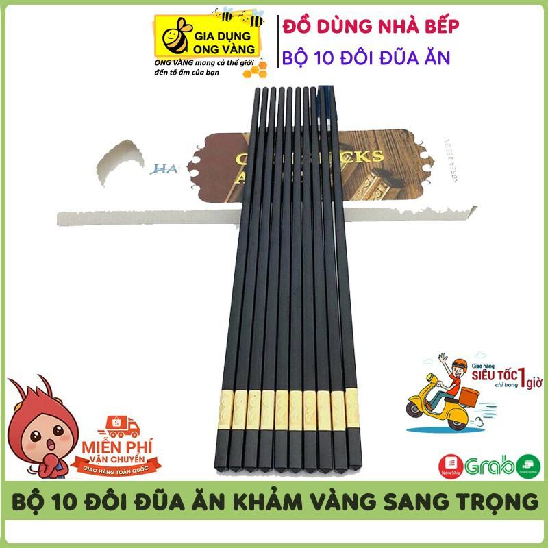 Bộ 10 Đôi Đũa Ăn Hàn Quốc Mạ Vàng, Hợp Kim Chống Mốc, Tiện Ích Cho Nhà Bếp, Bán Giá Sỉ