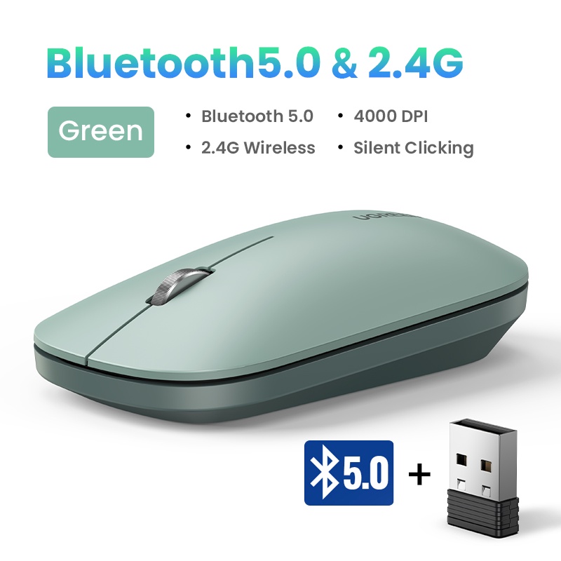 Ugreen Chuột Không Dây Bluetooth 2.4G Và 5G 4000 DPI cho PC MacBook Air M1 iPad Gen 9 máy tính xách tay hàng chính hãng