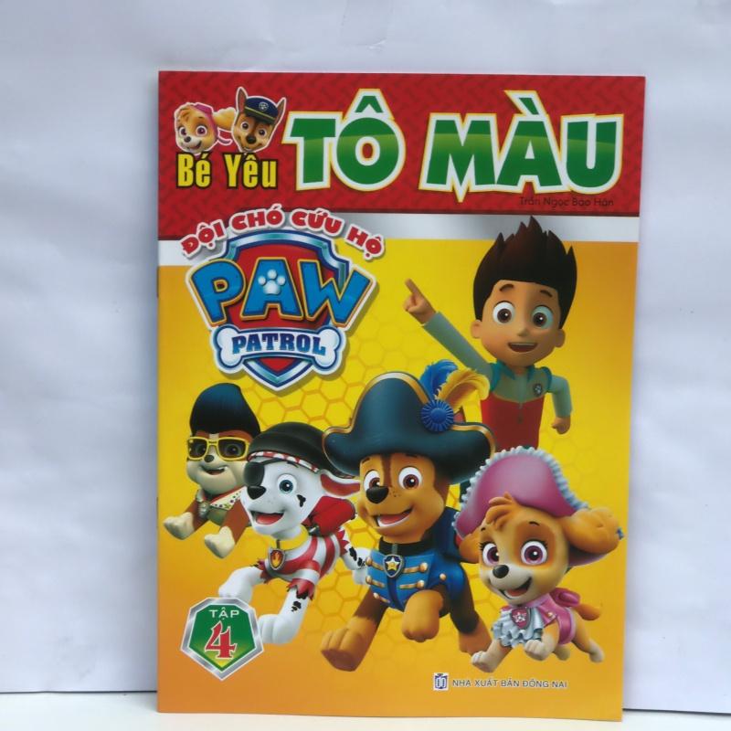 set 4  tập/vở bé tô màu đội chó cứu hộ