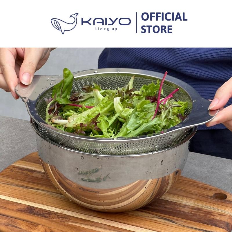 Bộ tô trộn và rổ inox Kaiyo, size 20cm