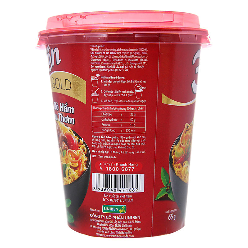 Thùng 24 Ly Mì Ly Bò Hầm Rau Thơm Reeva 3 Miền Gold 65G