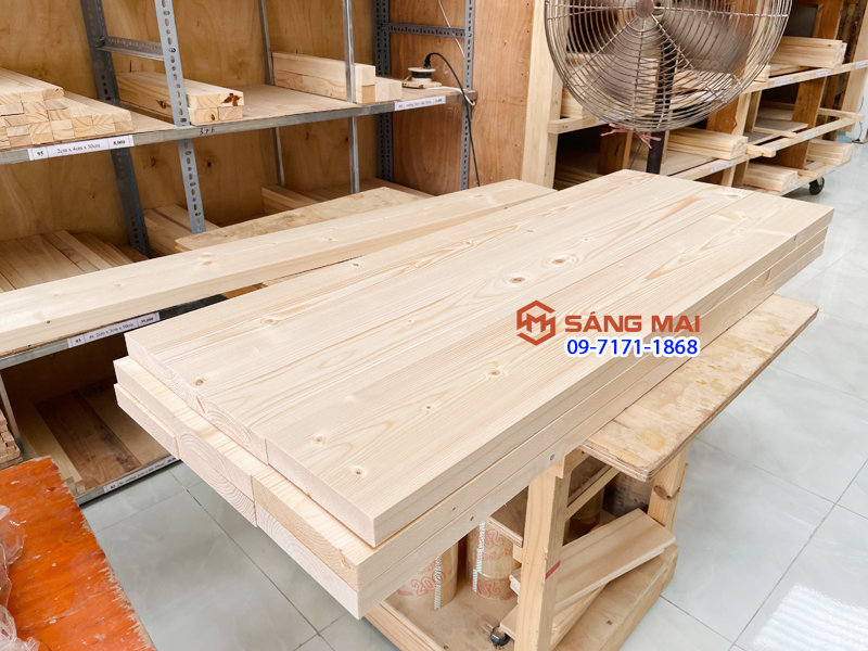 Tấm gỗ thông mặt rộng 20cm x dày 3cm x dài 120cm + láng mịn 4 mặt