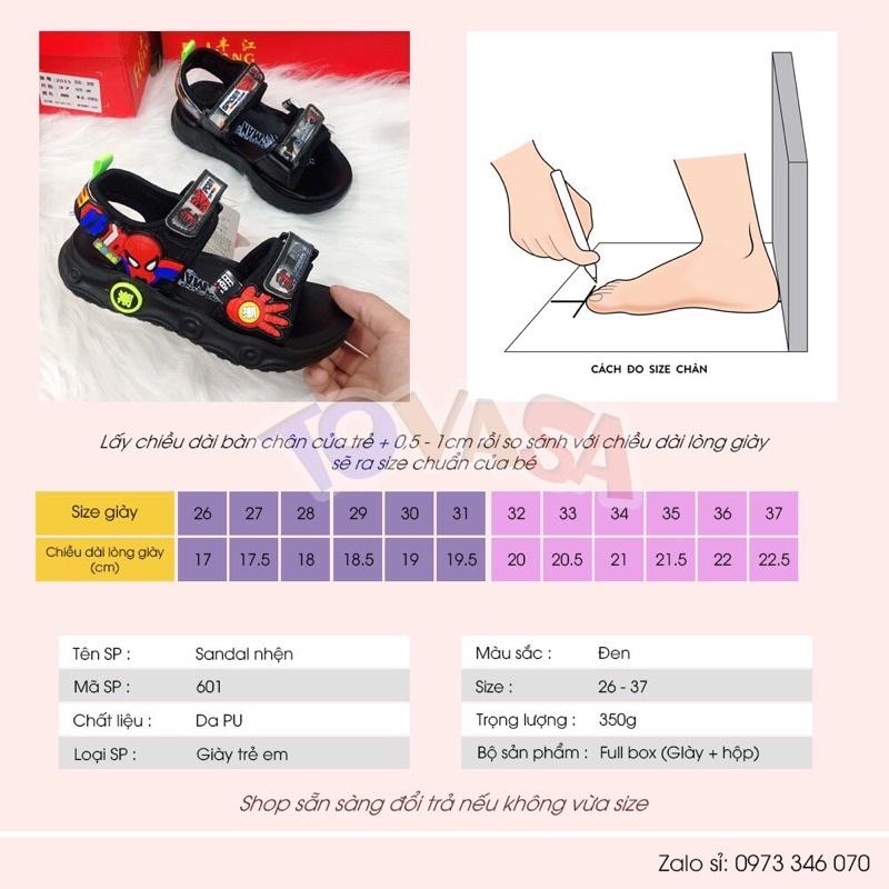 Sandal bé trai hình nhện xăng đan cho bé từ 3 đến 15 tuổi SD701