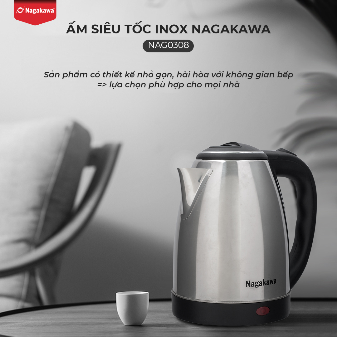 Hình ảnh Ấm Siêu Tốc Nagakawa NAG0308 (1.8 Lít) - Hàng Chính Hãng