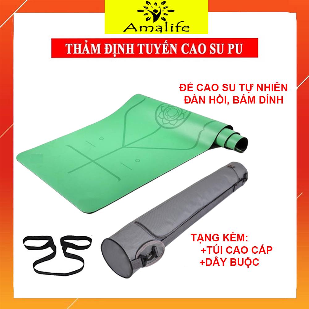 Thảm Tập Yoga Định Tuyến Da PU Cao Cấp Amalife + Túi Đựng Thảm Tập Yoga Định Tuyến + Dây Buộc Thảm Tập Yoga Định Tuyến