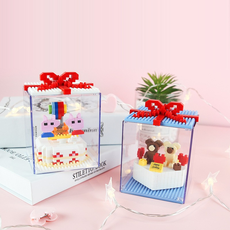 Đồ Chơi Lắp Ráp bánh kem sinh nhật Thỏ Stella ,Gấu, Vịt Donald Có Đèn, nanoblocks cho bé trai bé gái