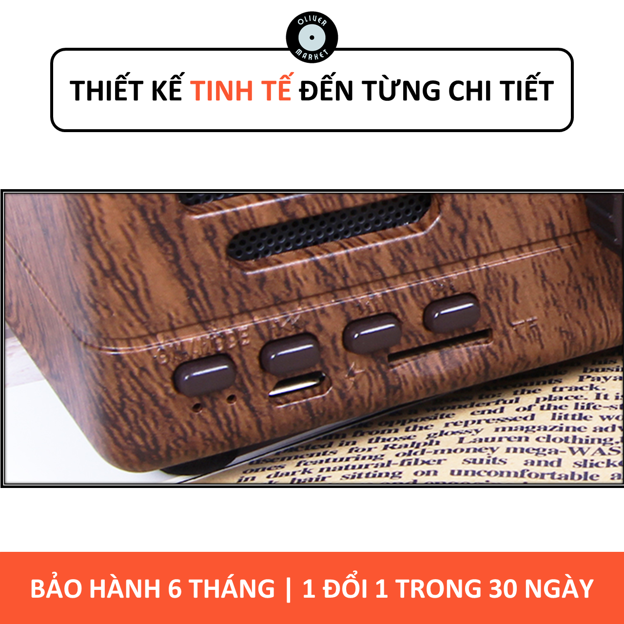 Loa Bluetooth Mini OLIVER BT01 Loa Vân Gỗ Cổ Điển Đồ Decor Bàn Học Trang Trí Phòng Ngủ Loa Laptop Retro Vintage Làm Quà Tặng