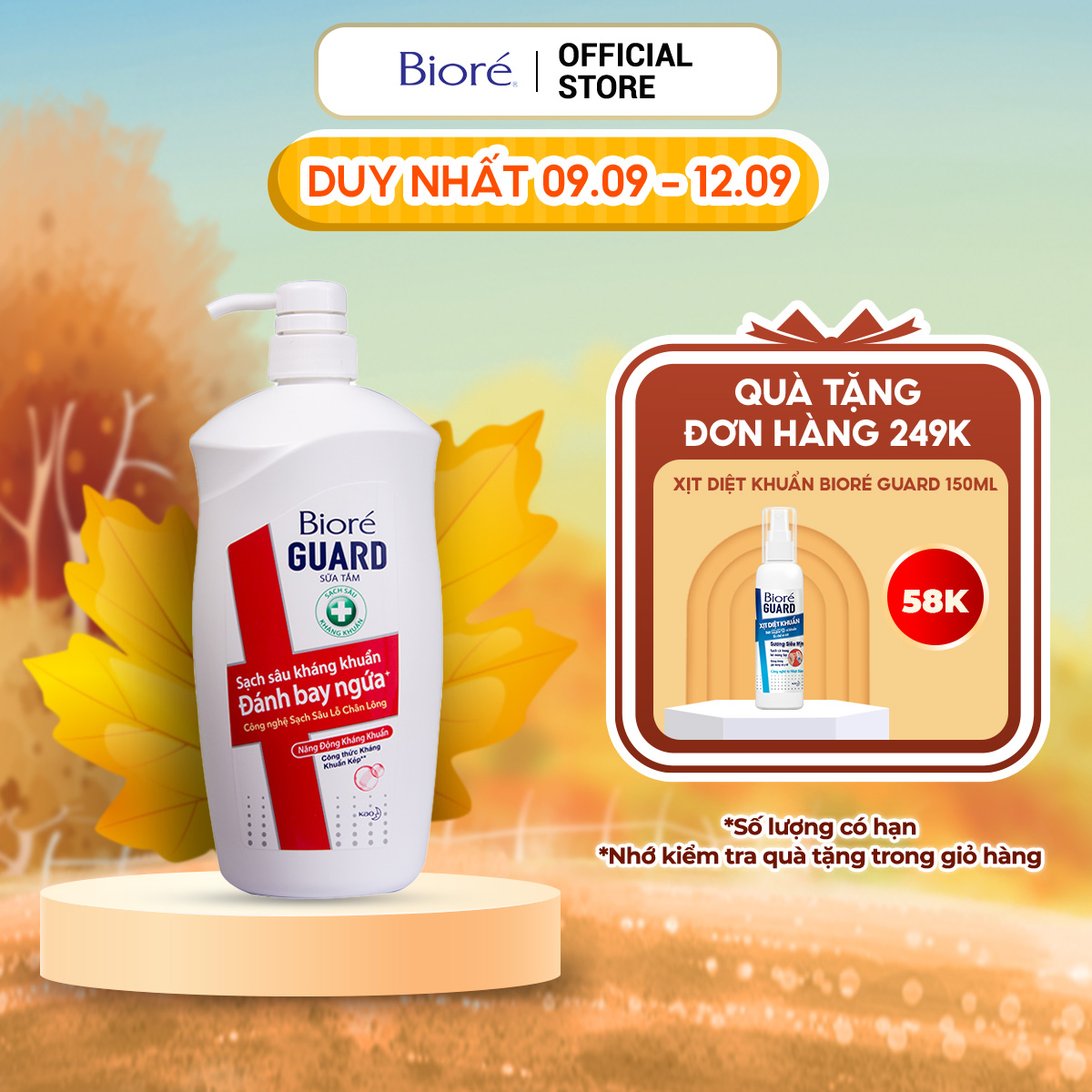 Sữa Tắm Sạch Sâu Kháng Khuẩn Năng Động Kháng Khuẩn Biore Guard 800g