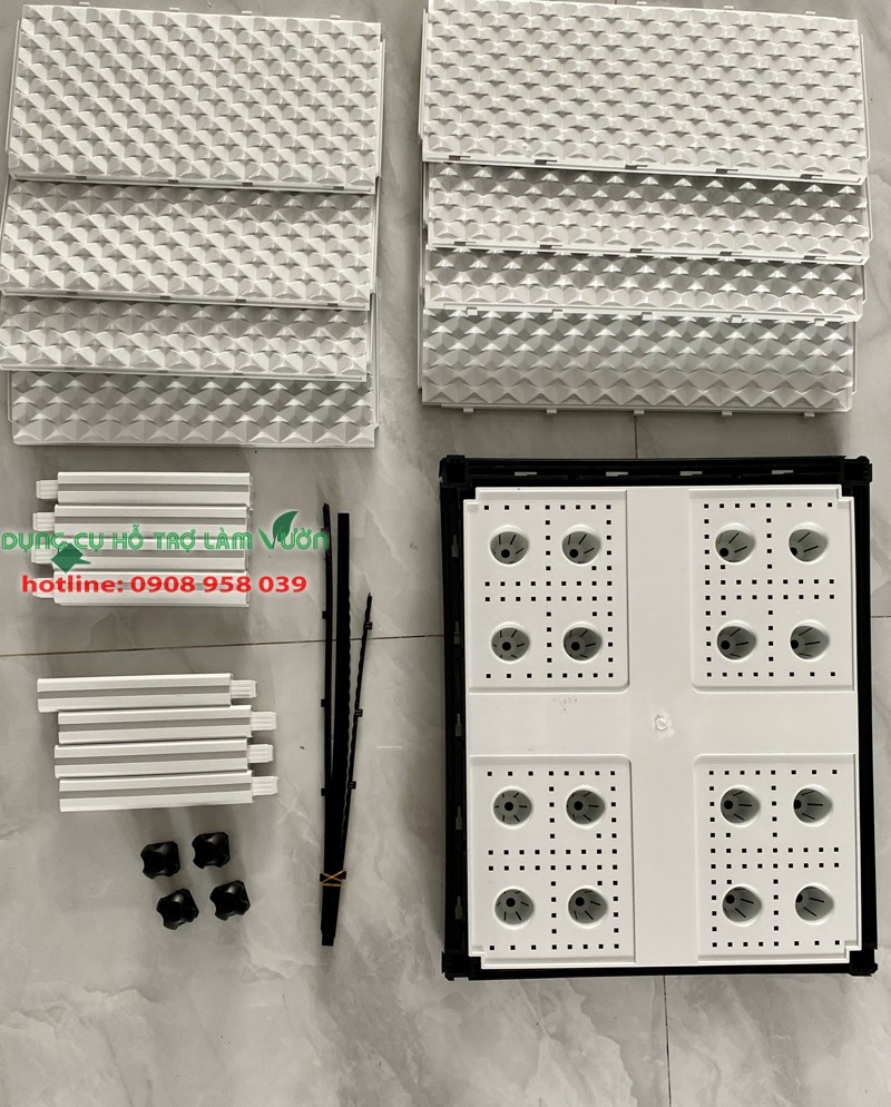 Chậu ghép nhật đáy 42*51cm cao 48cm - chậu trồng rau thông minh - màu trắng