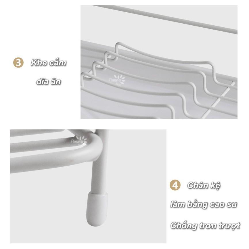 KỆ ĐỰNG CHÉN ĐĨA 2 TẦNG RÁO NƯỚC UBARA White - Home and Garden