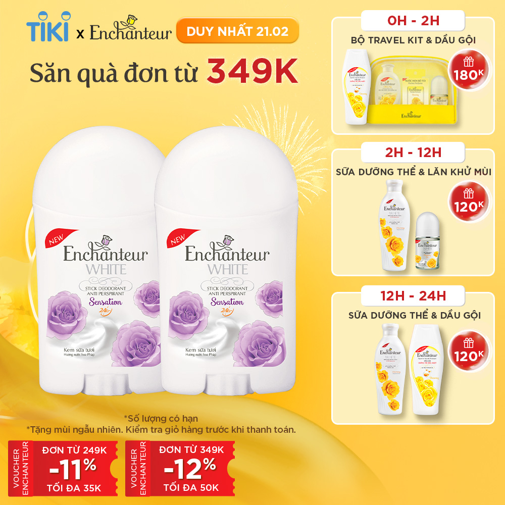 Combo 2 Sáp khử mùi trắng da Enchanteur Sensation 40g/chai