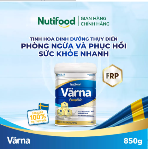 Combo 03 hộp Sữa bột Värna Complete Lon 850g của Nutifood Thụy Điển dành cho người cao tuổi, người bệnh cần phục hồi sức khỏe tặng khăn mặt bông mềm mịn