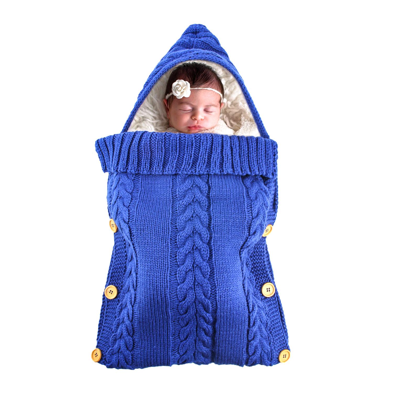 Bé Túi Ngủ Bao Da Mùa Đông Sơ Sinh Bebes Đầm Bọc Sleepsacks Cho Xe Đẩy Dệt Kim Ngủ Bao Chăn Trẻ Sơ Sinh Trẻ Em