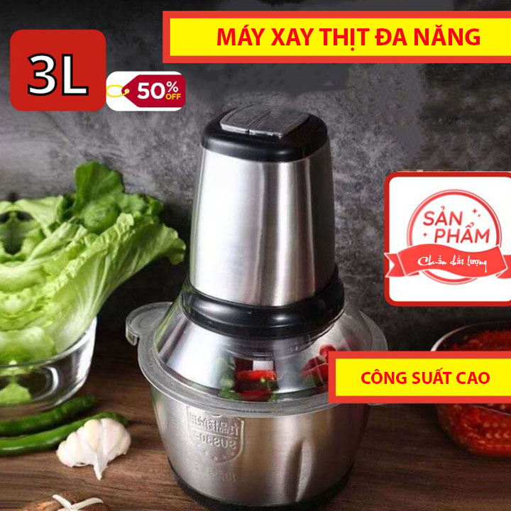 Máy Xay Thịt Đa Năng 3 Lít Cối Inox 4 Lưỡi Siêu Tốt- Hàng Nhập Khẩu