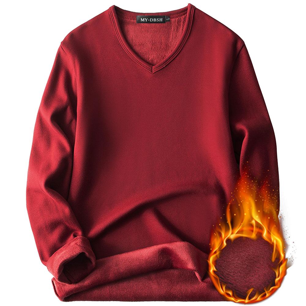 Mùa Đông 2021 Vải Nam Áo Thun Cổ Áo Sơ Mi Quần Lót Sinh Nhiệt Người Áo Plus Nhung Lông Dày Dặn Trang Áo Thun Giữ Ấm Xếp Tầng bộ Đồ Ngủ