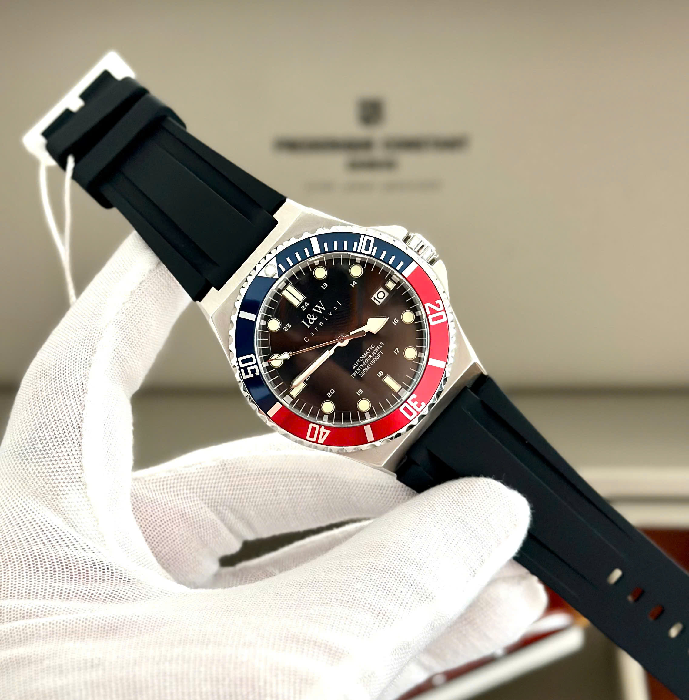 Đồng hồ nam chính hãng I&amp;W Carnival 726G-D4 Hàng mới fullbox ,Kính chống xước,Chống nước 100m,BH 24 tháng,Máy Cơ Automatic,dây cao su chống nước tuyệt đối