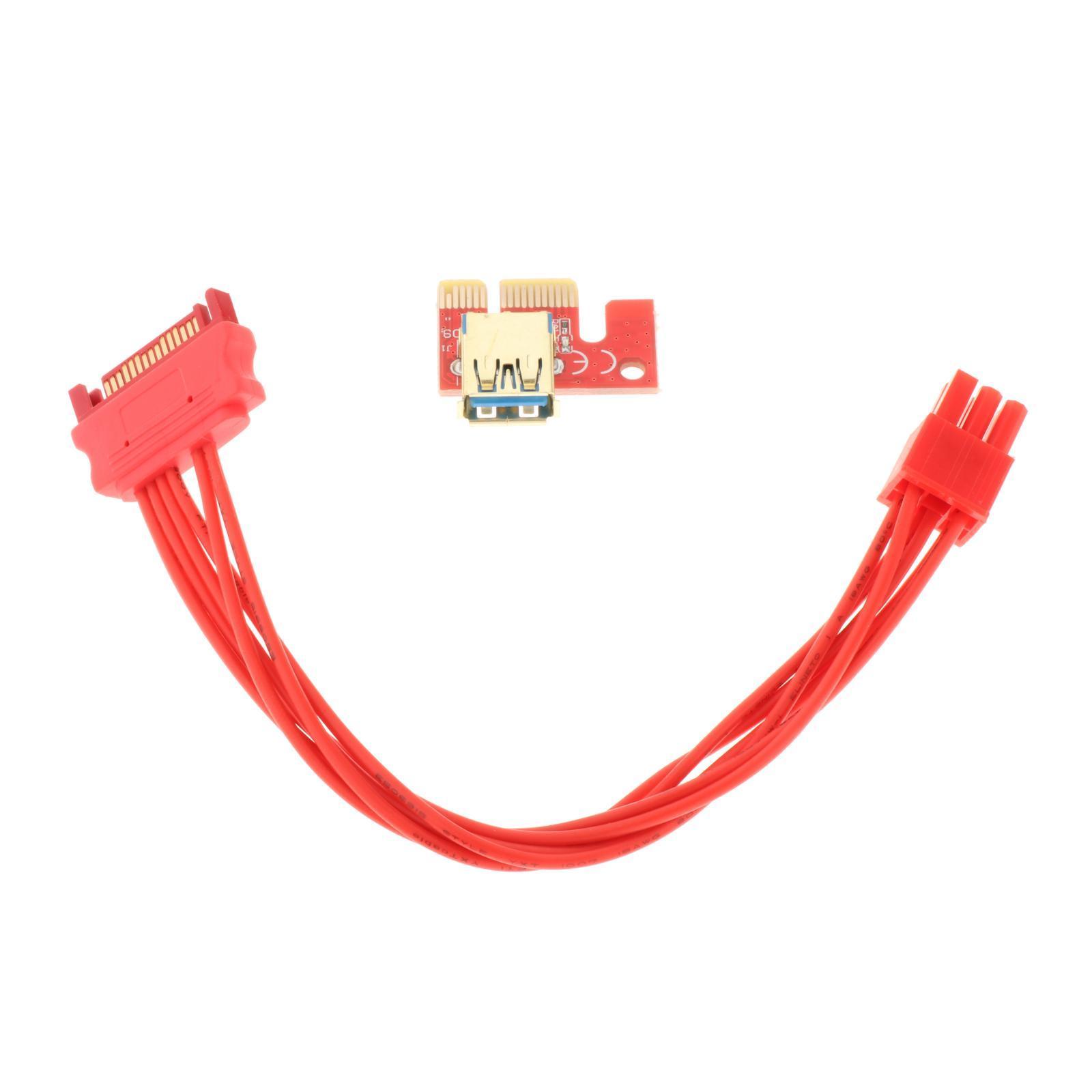 PCIe Riser 1x-16x USB 3.0 Cable Coin  PCIe Express 6Pin for Win7