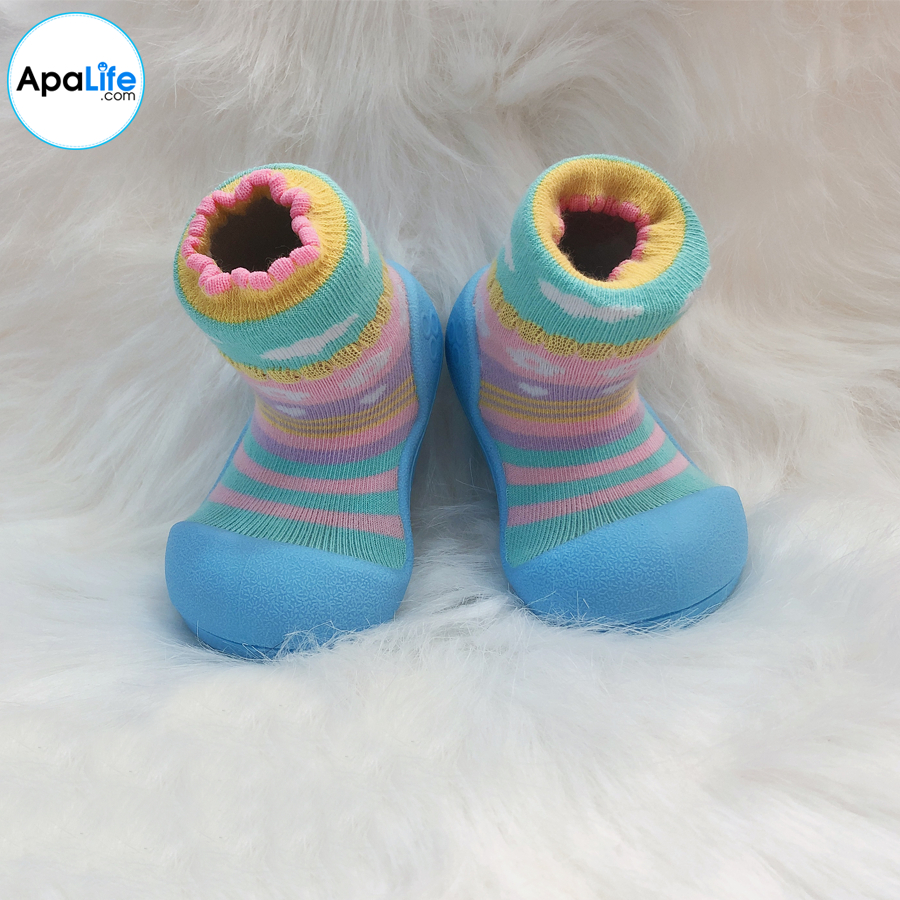 Attipas Attibebe - Xanh/ AT017 - Giày tập đi cho bé trai /bé gái từ 3 - 24 tháng nhập Hàn Quốc: đế mềm, êm chân &amp; chống trượt