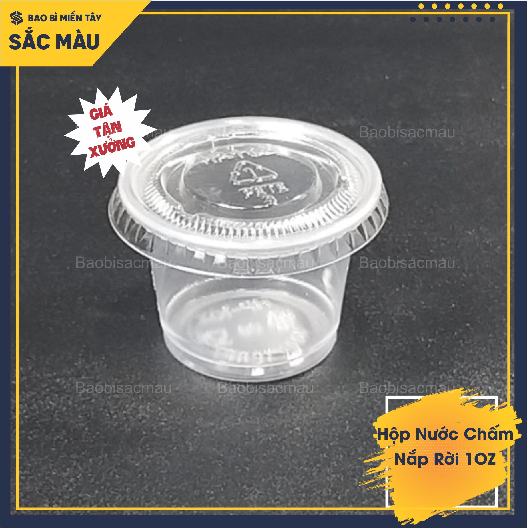 100 Hộp đựng nước chấm, gia vị, nước sốt tròn 1OZ, 2OZ nắp rời