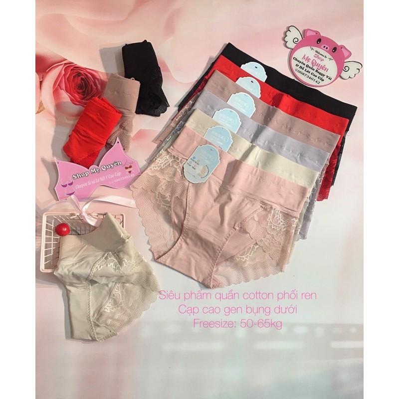 Quần lót Cotton phối Ren cạp cao gen bụng hàng cao cấp