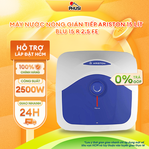 Máy nước nóng gián tiếp Ariston 15 lít Blu 15R 2.5 FE - Hàng Chính Hãng