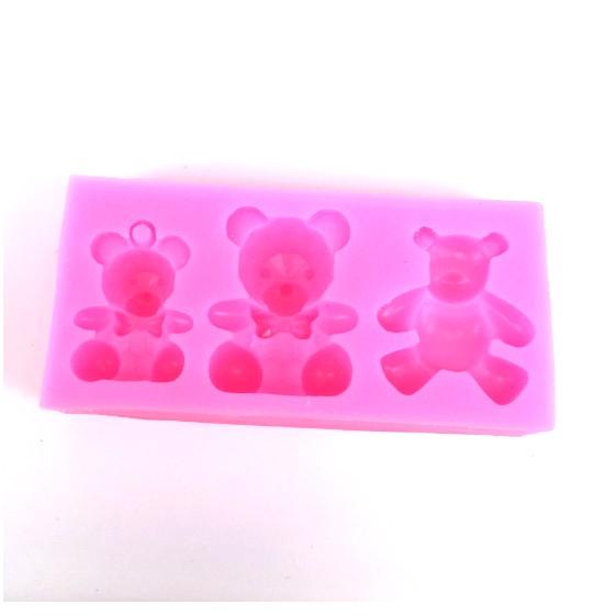 Khuôn rau câu silicon 3D mẫu 3 con Gấu
