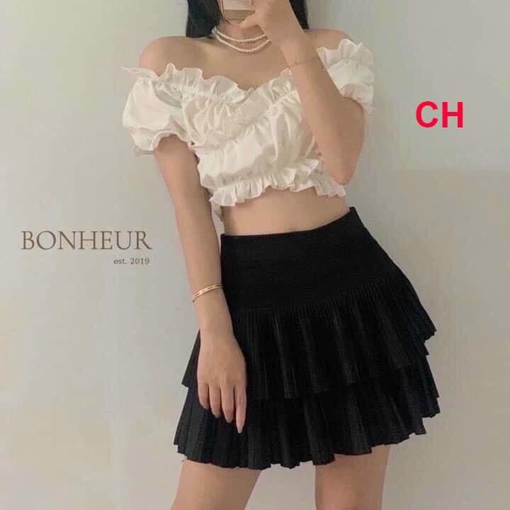 Hình ảnh Áo kiểu nữ dáng croptop trễ vai nhún siêu xinh