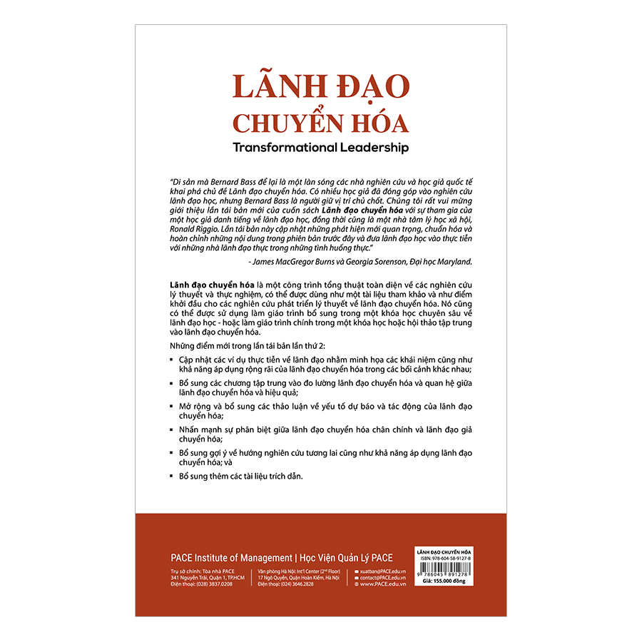 Sách PACE Books - Lãnh đạo chuyển hóa (Transformational Leadership) - Bernard M. Bass, Ronald E. Riggio