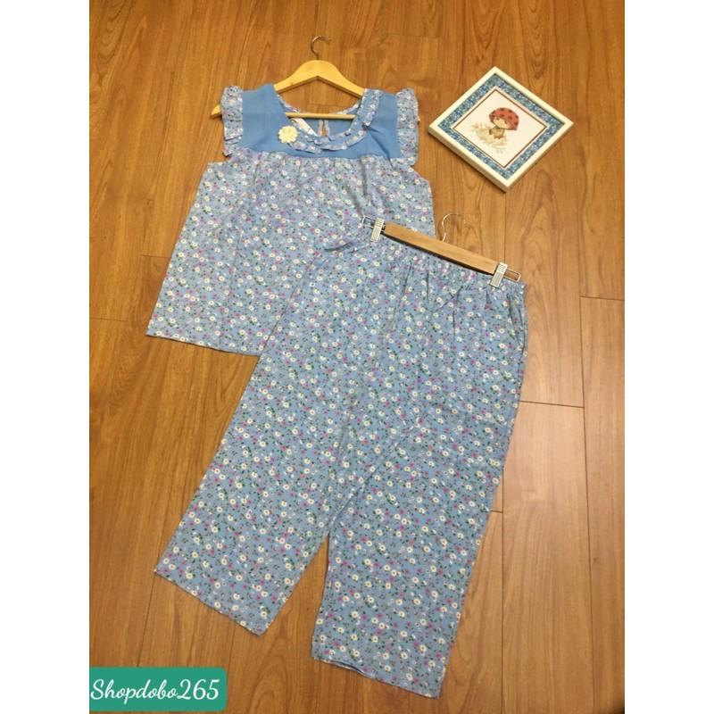 Đồ bộ nữ,đồ ngủ mặc nhà lửng 9 tấc vải lụa size đại hoa nhí phối tằm ý siêu cưng