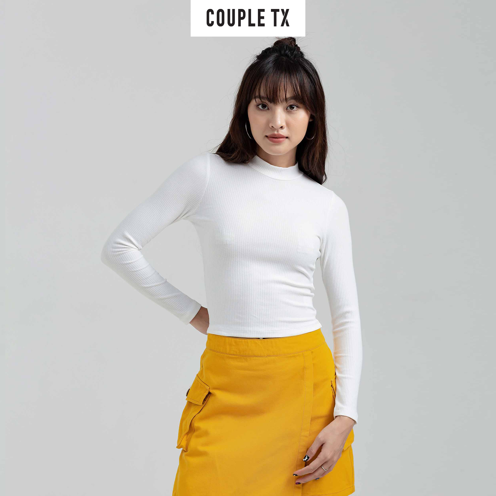 Áo Croptop Nữ Couple TX Tay Dài Cổ Cao WTS 2169