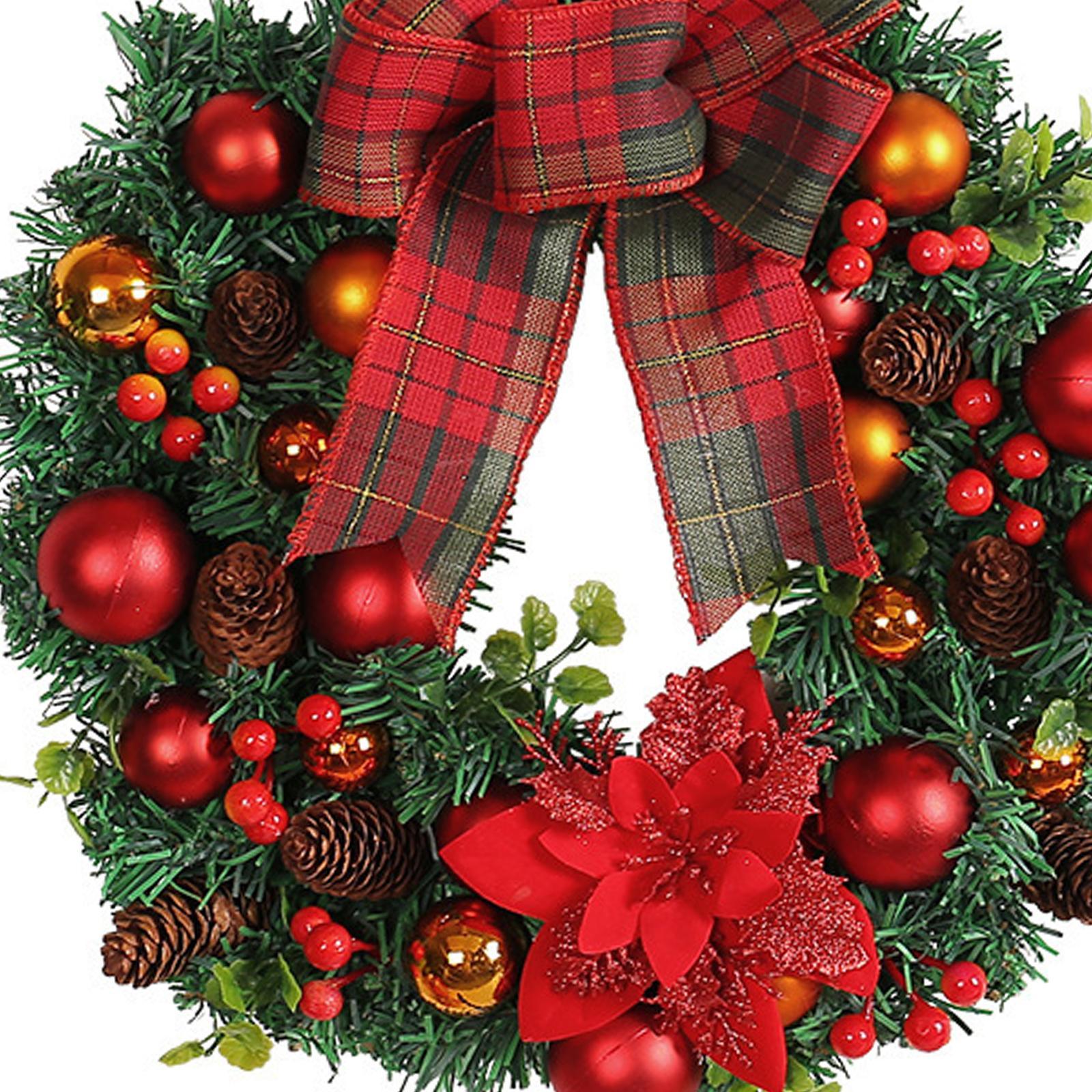 Christmas Wreath Front Door Wreath Housewarming Outside Holiday Garland Xmas Wreath for Hotel Wall Living Room Window Home