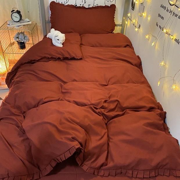 Bộ 4 Món Chăn Ga Gối COTTON TC Viền Bèo Sang Chảnh 2020