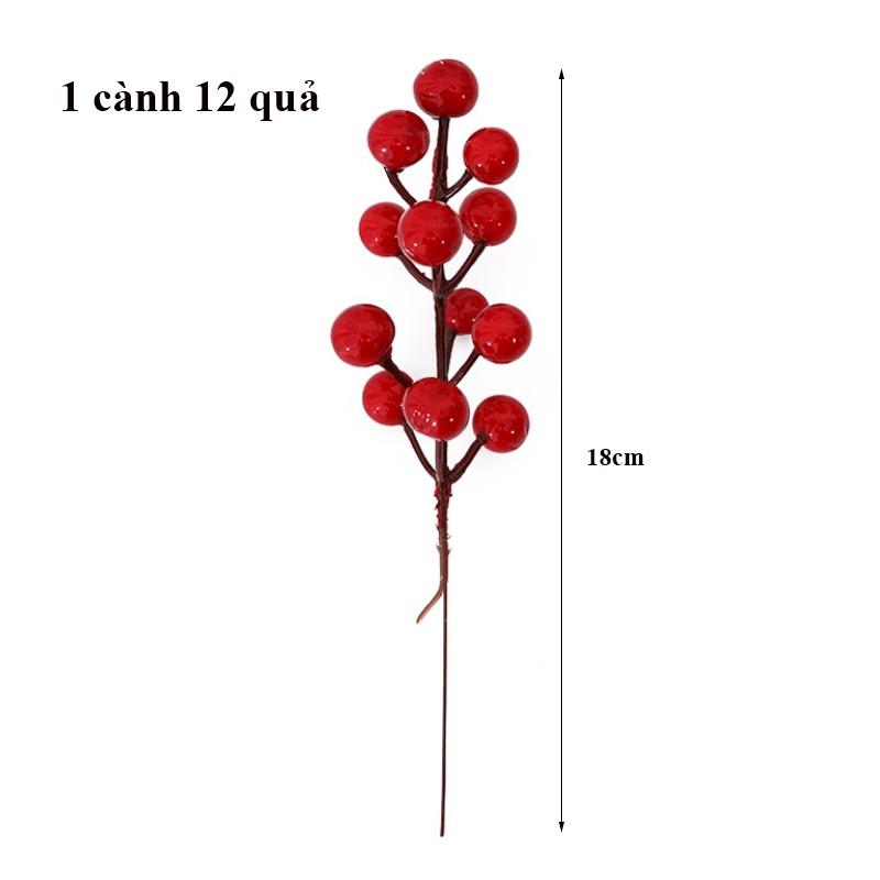 Hoa giả -  Cành Đào Đông Mini 18cm 12 quả (loại 1) trang trí nhà cửa sang trọng, sung túc