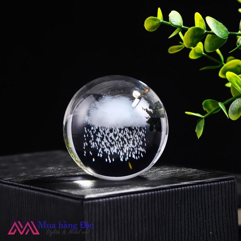 Bộ Quà Tặng Quả Cầu Pha Lê 3D LED Hạt Mưa 6CM