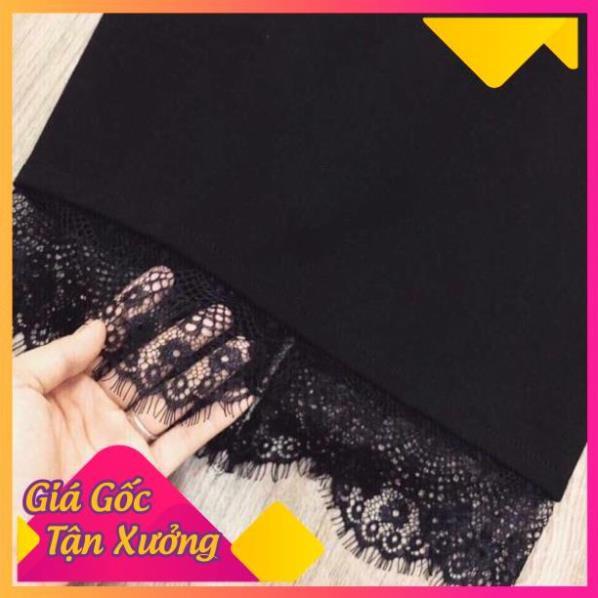 Chân váy bút chì phối ren siêu đẹp chất umi siêu mềm mịn co giãn tốt thời trang Banamo Fashion chân váy bút chì ren 502