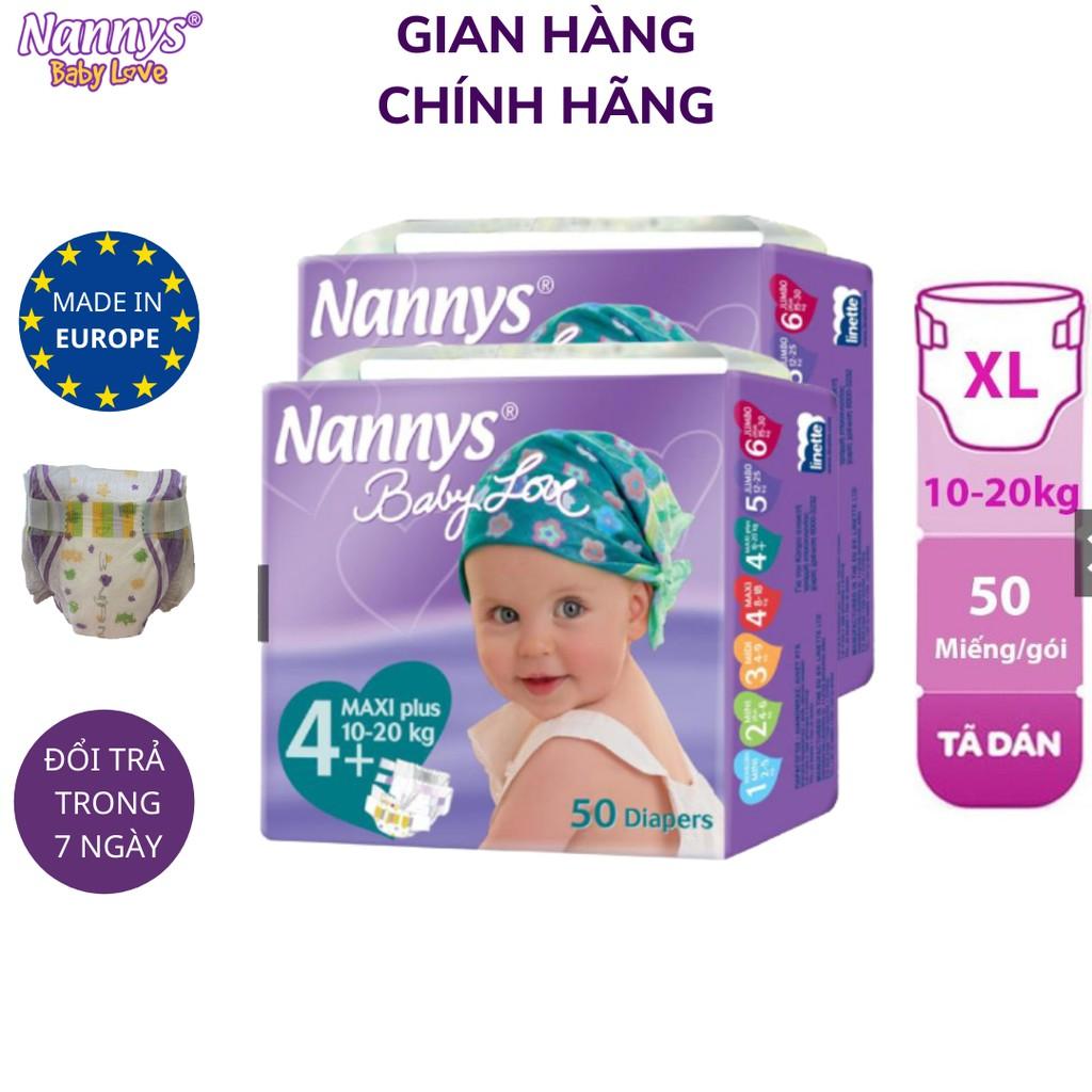 COMBO 2 Tã/ bỉm DÁN Nannys Maxi + XL 50 miếng (Cho bé 10-20kg)