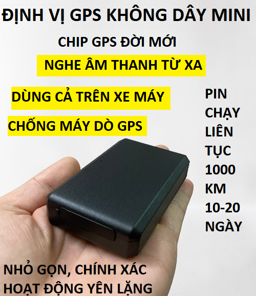 Định vị không dây ô tô, xe máy mini chip thế hệ mới nghe âm thanh, pin 10-15 ngày, chính xác cực cao